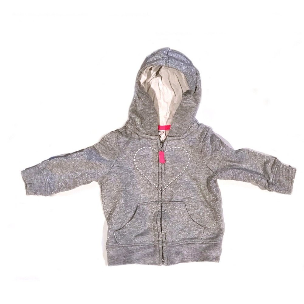 Carter's Girls Gray Glitter Sweatshirt Heart Size 9m
